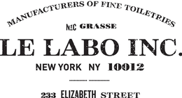 MANUFACTURERS OF FINE TOILETRIES NYC GRASSE LE LABO INC. NEW YORK NY 10012 233 ELIZABETH STREET logo
