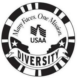 MANY FACES. ONE MISSION. USAA DIVERSITY logo