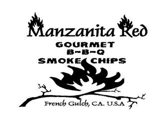 MANZANITA RED GOURMET B-B-Q SMOKE CHIPSFRENCH GULCH, CA. U.S.A. logo