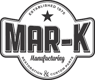 MAR-K MANUFACTURING RESTORATION & CUSTOM PARTS ESTABLISHED 1975 logo
