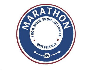 MARATHON 100% WOOL FROM AUSTRALIA BEST FELT USA BFC logo