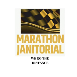 MARATHON JANITORIAL WE GO THE DISTANCE logo