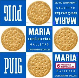 MARIA PUIG SELECTA GALLETAS LIGERAMENTE DULCES MARIA SELECTA GALLETAS LIGERAMENTE DULCES PUIG. MARIA GALLETAS 6 PAQUETES INDIVIDUALES LIGERAMENTE DULCES logo