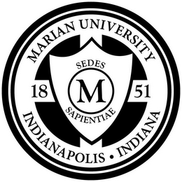 MARIAN UNIVERSITY INDIANAPOLIS · INDIANA 18 51 SEDES SAPIENTIAE M logo