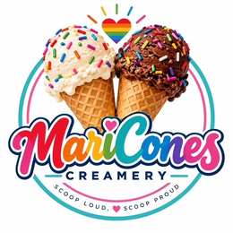 MARICONES CREAMERY SCOOP LOUD, SCOOP PROUD logo