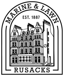 MARINE & LAWN EST. 1887 RUSACKS logo