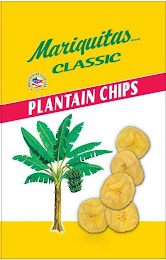 MARIQUITAS BRAND CLASSIC MANUFACTURED IN THE USA PLANTAIN CHIPS NET WT. 8 OZ. (226.8 G) logo