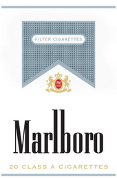 MARLBORO FILTER CIGARETTES PM USA 20 CLASS A CIGARETTES logo