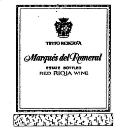 MARQUES DEL ROMERAL RED RIOJA WINE TINTO RESERVA ESTATE BOTTLED logo