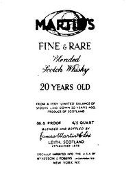 MARTIN'S FINE & RARE BLENDED SCOTCH WHISKEY 20 YEARS OLD logo
