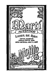 MARTÍ AUTÉNTICO, LICOR DE RON, SUPER PREMIUM, CUBAN-STYLE RUM, WITH NATURAL LIME & MINT, MOJITO logo