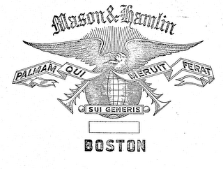 MASON & HAMLIN PALMAM QUI MERUIT FERAT SUI GENERIS BOSTON logo