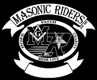 MASONIC RIDERS EST. 2007 FAITH CHARITY BIKER LOVE HOPE MR MC logo