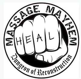 MASSAGE MAYHEM HEAL DUNGEON OF RECONSTRUCTION logo