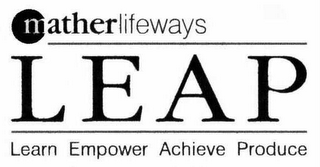 MATHERLIFEWAYS LEAP LEARN EMPOWER ACHIEVE PRODUCE logo