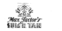 MAX FACTOR'S SUM'R TAN COSMETICS OF THE STARS HOLLYWOOD logo