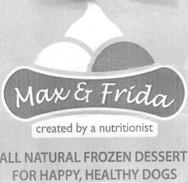 MAX & FRIDA CREATED BY A NUTRITIONIST ALL NATURAL FROZEN DESSERT FOR HAPPY, HEALTHY DOGS logo