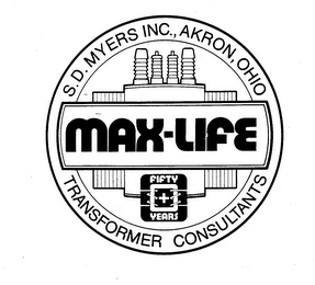 MAX-LIFE S.D. MYERS INC., AKRON, OHIO TRANSFORMER CONSULTANTS FIFTY YEARS logo