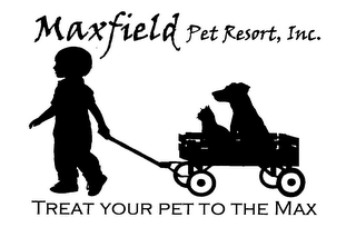 MAXFIELD PET RESORT, INC. TREAT YOUR PET TO THE MAX logo
