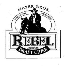 MAYER BROS. HONEY BREWED SPECIAL BLEND REBEL PREMIUM DRAFT CIDER logo