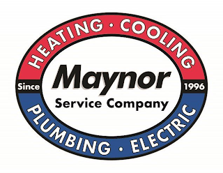 MAYNOR SERVICE COMPANY HEATING COOLING PLUMBING ELECTRICAL SINCE 1996 logo
