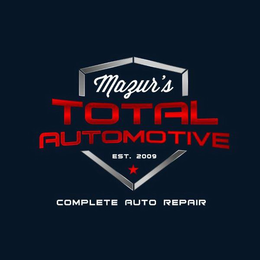 MAZUR'S TOTAL AUTOMOTIVE EST. 2009 COMPLETE AUTO REPAIR logo