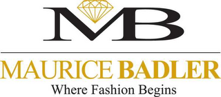 MB MAURICE BADLER WHERE FASHION BEGINS logo