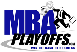 MBA PLAYOFFS.COM WIN THE GAME OF BUSINESS logo