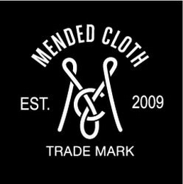 MC MENDED CLOTH EST. 2009 TRADE MARK logo