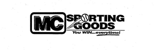 MC SPORTING GOODS YOU WIN...EVERYTIME! logo