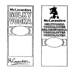 MCCAVANDERS MILKY VODKA MCCAVANDERS MCCAVANDERS MILKY VODKA VODKALACTEE MILCHIGEVODKA VODKALATTEA VODKALACTEA logo
