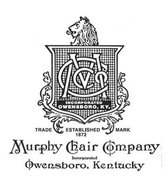 MCCO INCORPORATED OWENSBORO, KY. TRADE ESTABLISHED MARK 1872 MURPHY CHAIR COMPANY INCORPORATED OWENSBORO, KENTUCKY logo