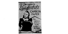 MCCROY'S VANDERBILT CARBON PAPER FOR OFFICE SCHOOL HOME TYPEWRITER OR PENCIL logo