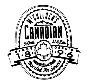 MCCULLOCH'S CANADIAN SINCE 1896 DEPUIS EMBOUTEILLEE A LA SOURCE BOTTLED AT SOURCE logo