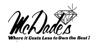 MCDADE'S WHERE IT COSTS LESS TO OWN THE BEST! logo