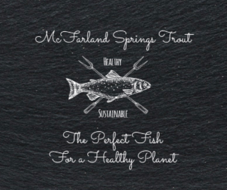 MCFARLAND SPRINGS TROUT THE PERFECT FISH FOR A HEALTHY PLANET HEALTHY SUSTAINABLE logo
