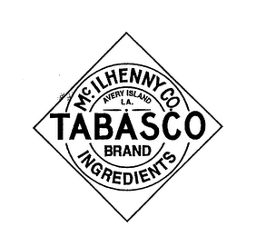 MCILHENNY CO. AVERY ISLAND, LA. TABASCO BRAND INGREDIENTS logo
