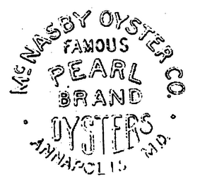 MCNASBY OYSTER CO. FAMOUS PEARL BRAND OYSTERS ANNAPOLIS MD. logo