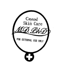 MD. PHD CRYSTAL SKIN CARE FOR EXTERNAL USE ONLY logo