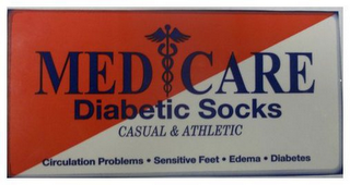 MED CARE DIABETIC SOCKS CASUAL & ATHLETIC CIRCULATION PROBLEMS · SENSITIVE FEET · EDEMA · DIABETES logo