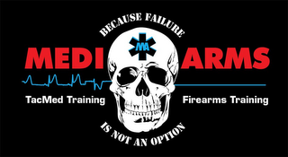 MEDI ARMS MA TACMED TRAINING FIREARMS TRAINING BECAUSE FAILURE IS NOT AN OPTION logo