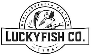 MEDITERRANEAN SEAFOOD LUCKYFISH CO. 1986 logo