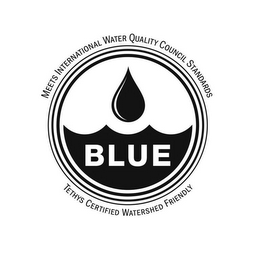 MEETS INTERNATIONAL WATER QUALITY COUNCIL STANDARDS TETHYS CERTIFIED WATERSHED FRIENDLY BLUE logo