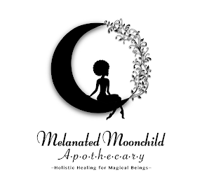 MELANATED MOONCHILD A · P · O · T · H · E · C · A · R · Y - HOLISTIC HEALING FOR MAGICAL BEINGS - logo