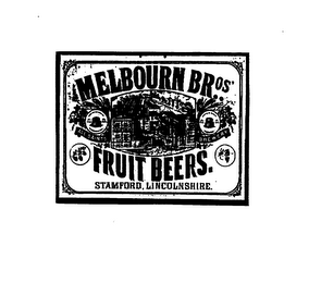 MELBOURN BROS FRUIT BEERS. STAMFORD, LINCOLNSHIRE. logo