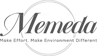 MEMEDA MAKE EFFORT, MAKE ENVIRONMENT DIFFERENT logo