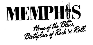 MEMPHIS HOME OF THE BLUES, BIRTHPLACE OF ROCK 'N' ROLL. logo