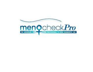 "MENOCHECK" "PRO FSH MENOPAUSE TEST FOR PROFESSIONAL IN VITRO DIAGNOSTIC USE" logo