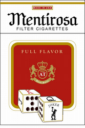 MENTIROSA FILTER CIGARETTES FULL FLAVOR AT BUENA SUERTE J K Q JOKER MADE IN USA logo