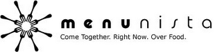 MENUNISTA COME TOGETHER. RIGHT NOW. OVER FOOD. logo